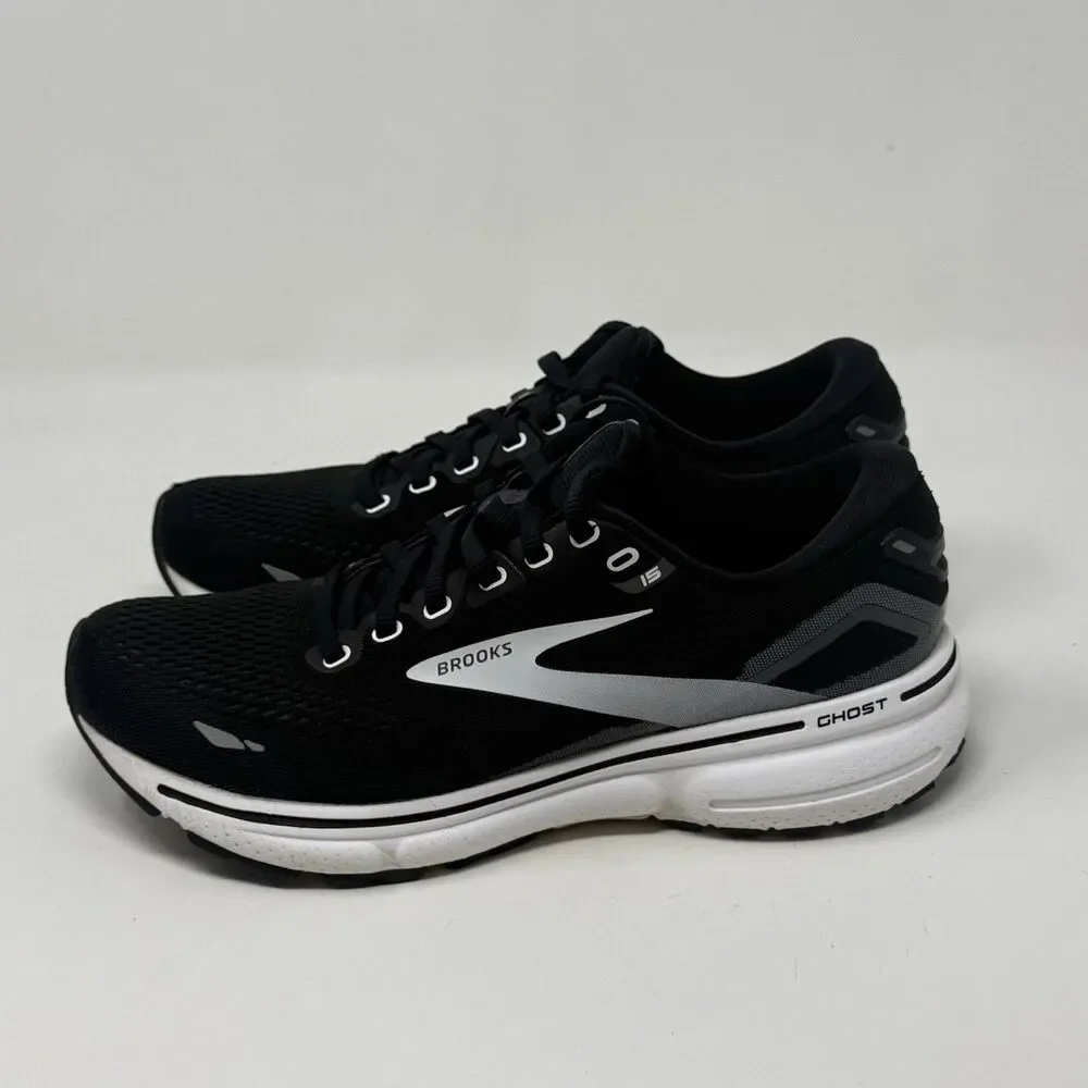 Brooks Ghost 15 Shoes Womens 7 M Black White Mesh Lightweight Running Sneakers